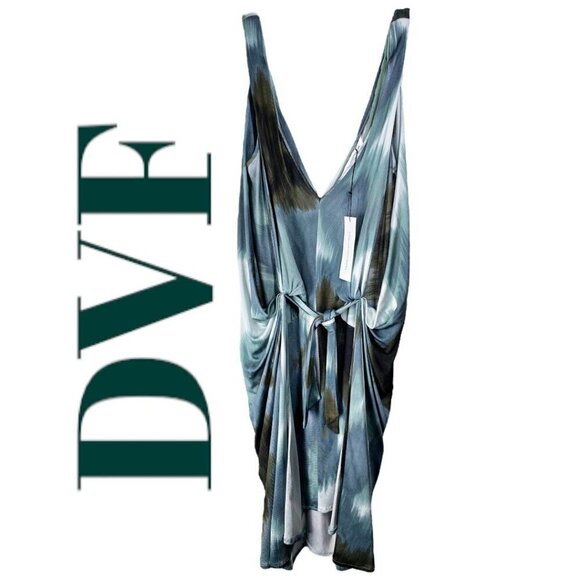 NWT DIANE VON FURSTENBERG Milton Green Watercolor Wrap Sheath Cocktail Dress, 10 - Picture 3 of 10